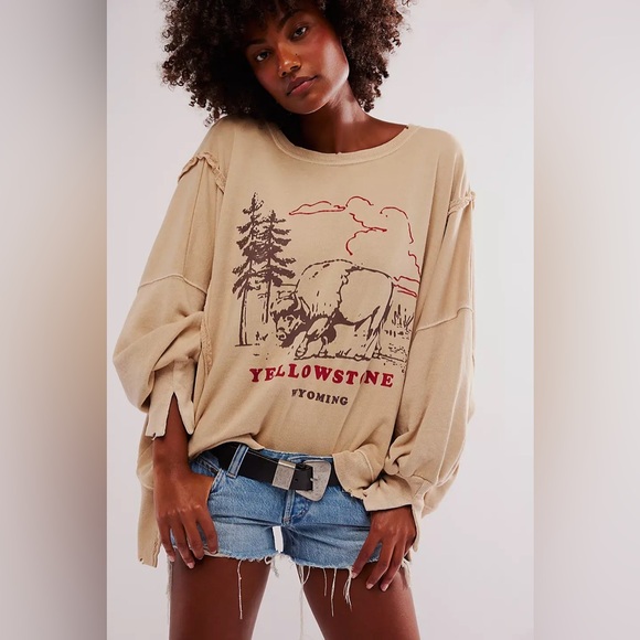 NWT Free People Graphic Yellowstone Camden Pullover Sweatshirt - Picture 12 of 12